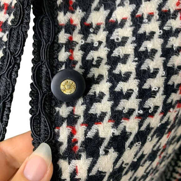 Vintage Coventry Row Black White Houndstooth Wool Blazer Pencil Skirt Set Medium - Picture 6 of 13